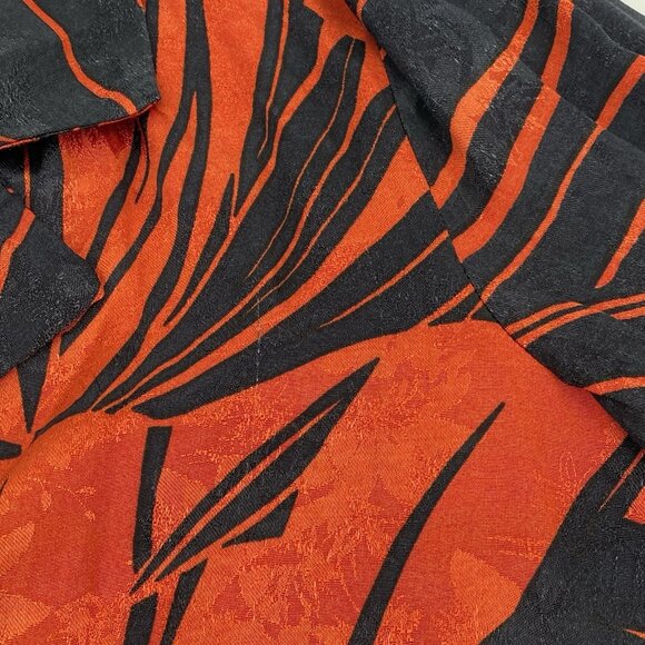 Zara Size Small Leaf Print Collar V-Neck Button Front Long Sleeve Blouse Satin - Picture 7 of 12